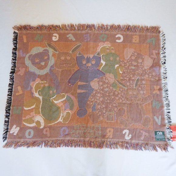 1996 Goodwin Weavers Pillow Buddies Kids Tapestry Throw Blanket Nursery Animals - Picture 7 of 16